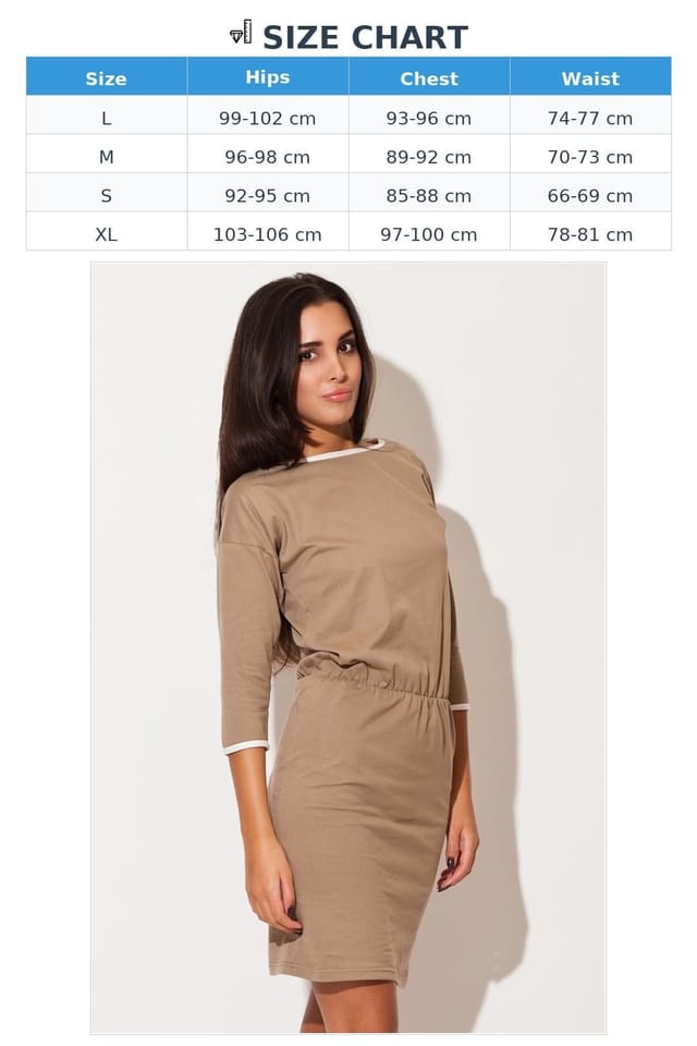 Love Lace Love Lace Women's Charming Cotton Autumn Dress With White Piping in Beige - 2