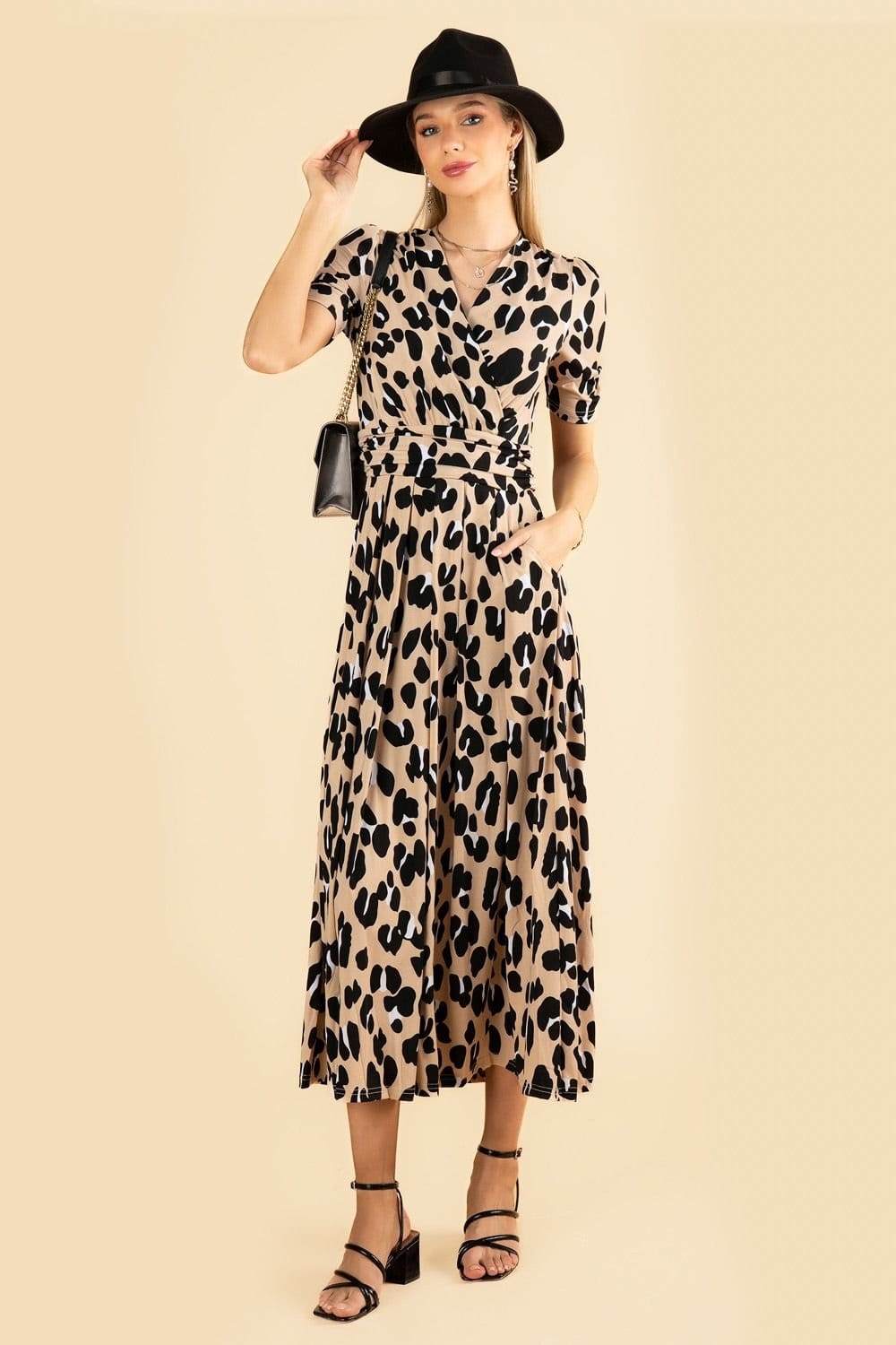 Jolie Moi Jolie Moi Women's Kiera Wrap Front Maxi Dress in Camel - 4
