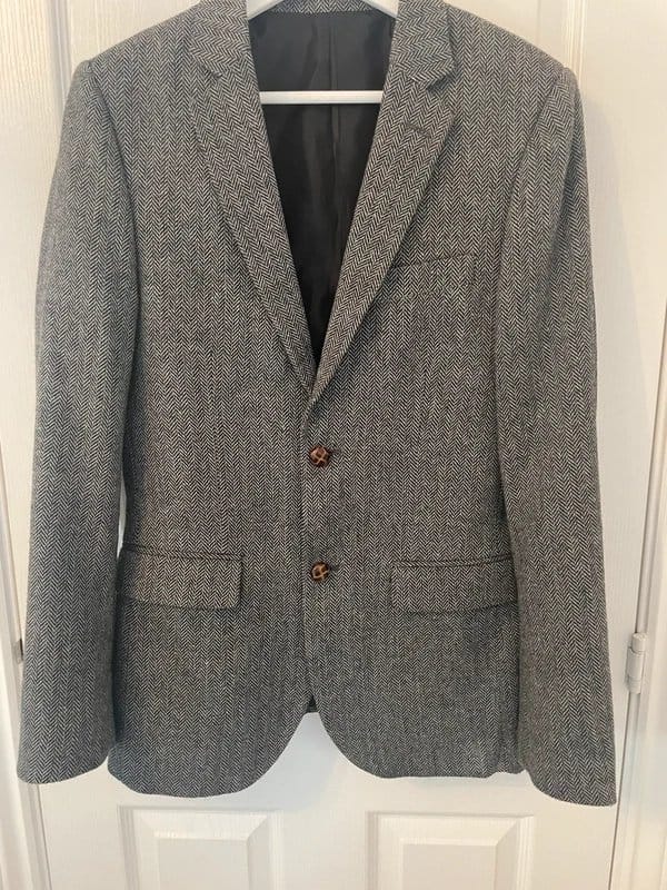 New Look Men's Grey Herringbone Blazer