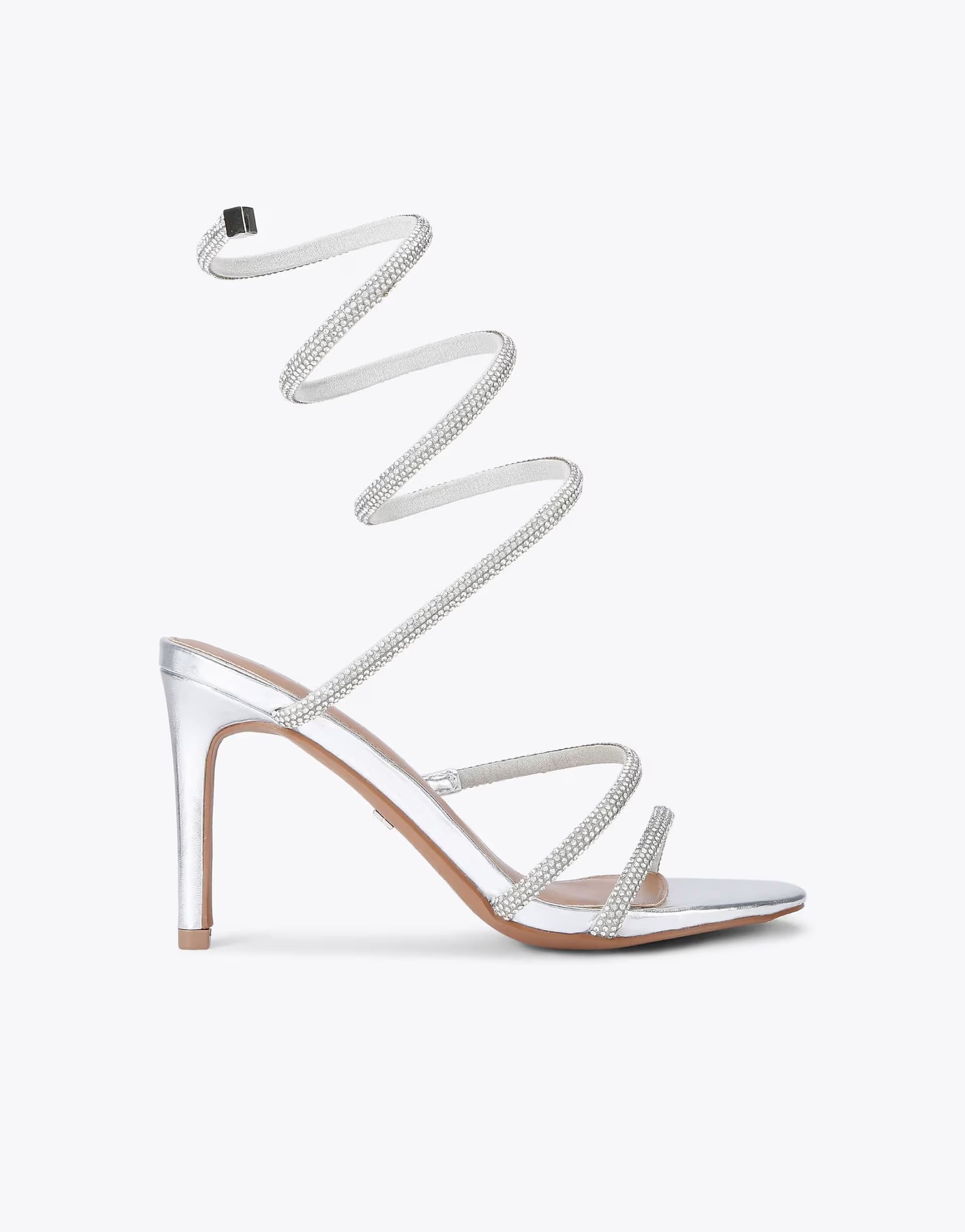 ASOS KG Kurt Geiger Athena heeled sandals in silver