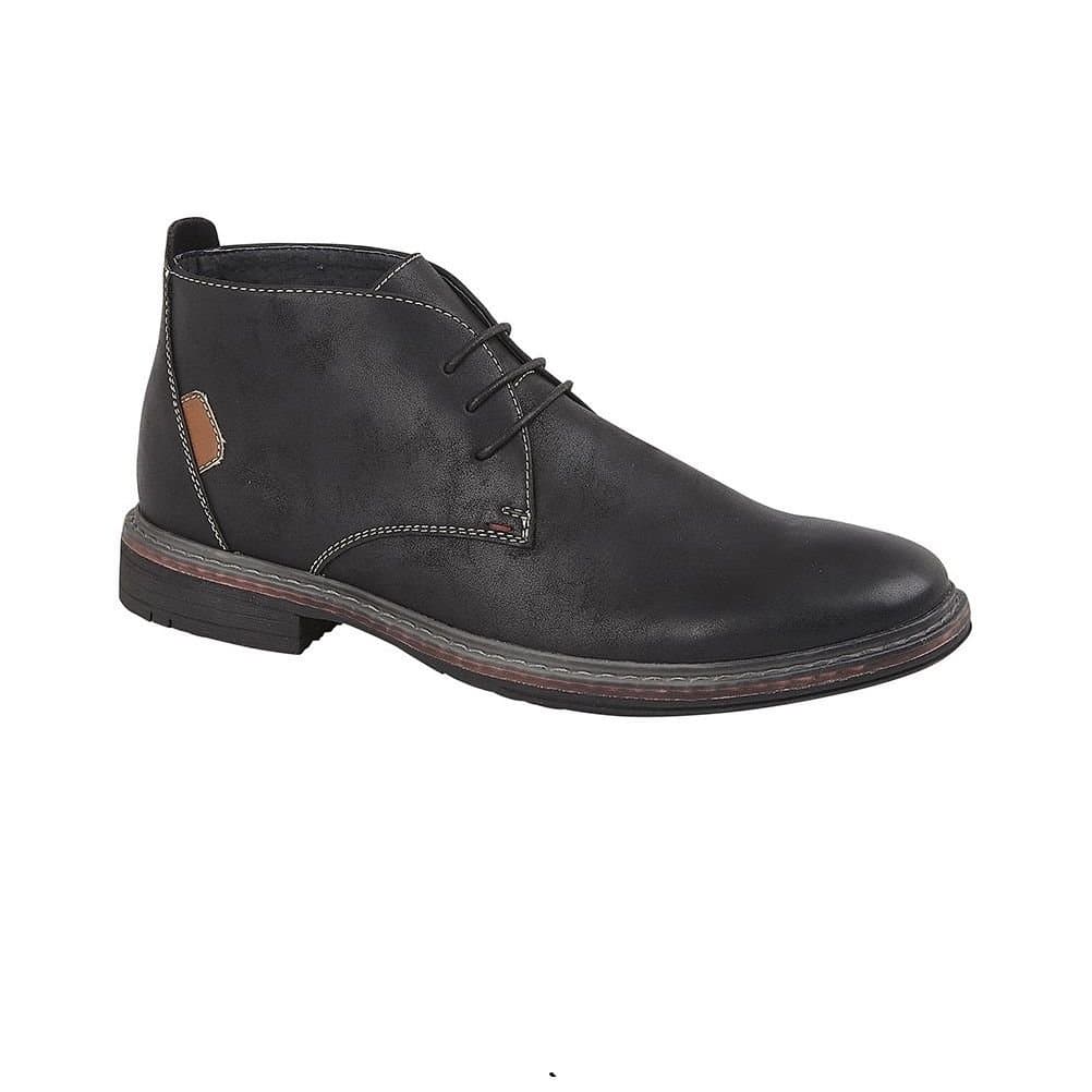 Goor Goor Men's 3 Eye Synthetic Nubuck Desert Boots in Black