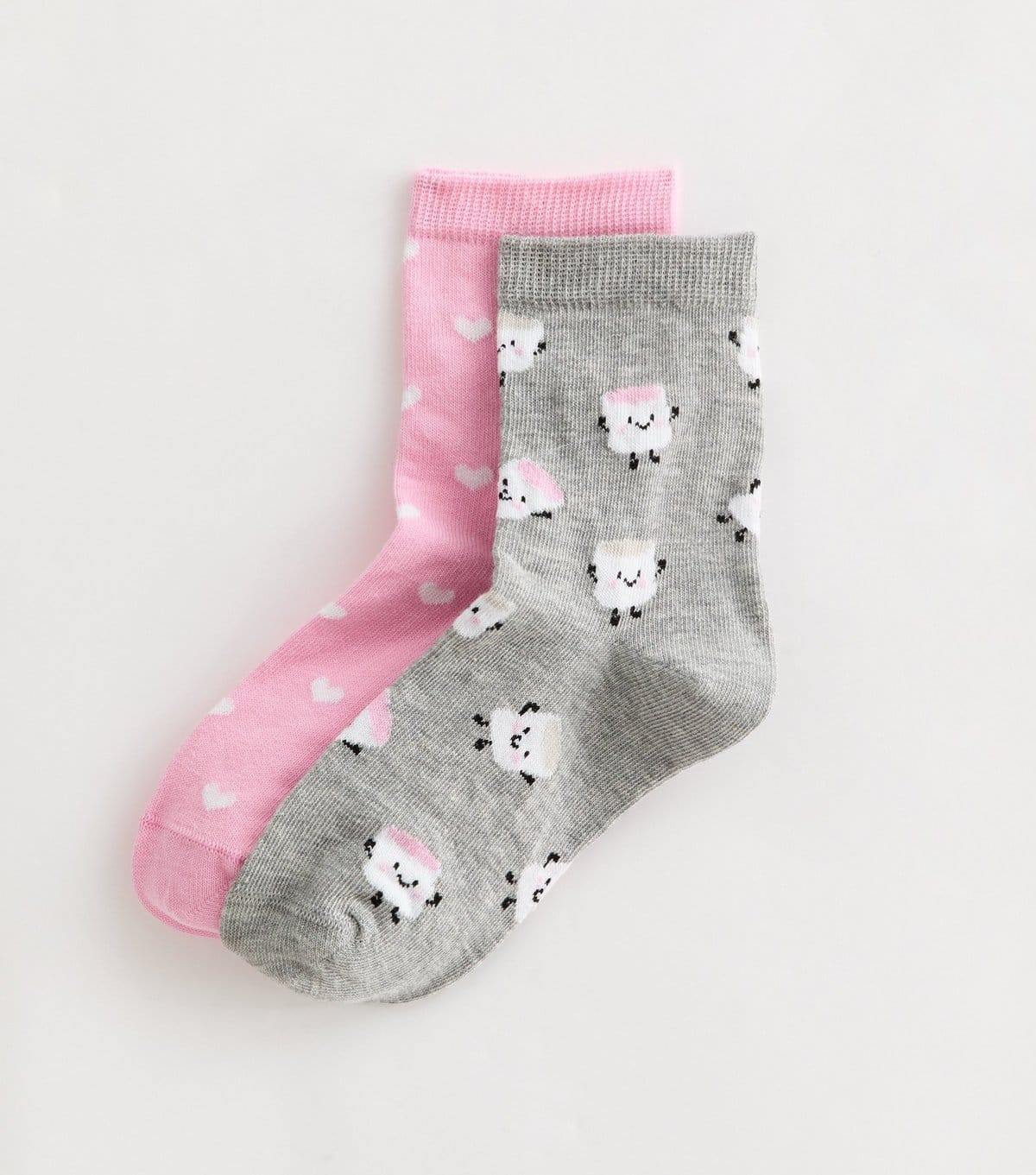 New Look Girls' Pack of 2 Pink Marshmallow Trainer Socks New Look - 1