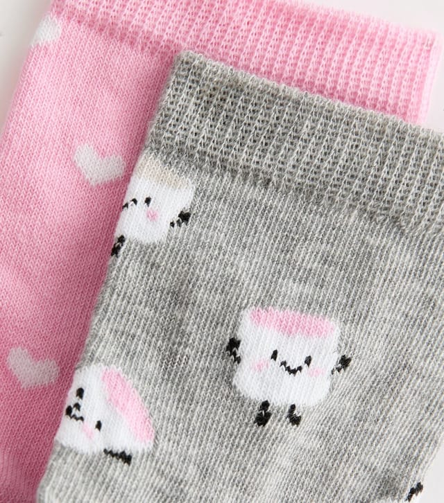 New Look Girls' Pack of 2 Pink Marshmallow Trainer Socks New Look - 2