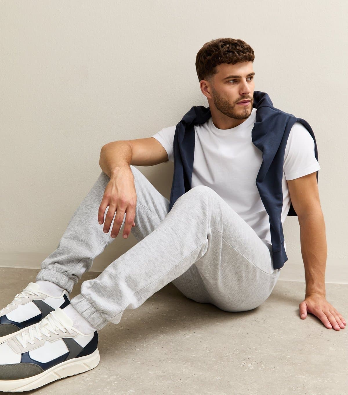New Look Men's Grey Marl Regular Drawstring Waist Joggers New Look