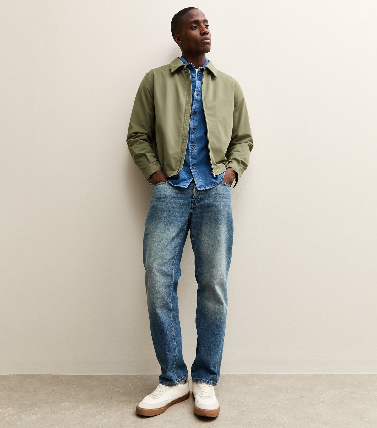 New Look Men's Light Khaki Regular Zip Up Collared Jacket New Look - 3