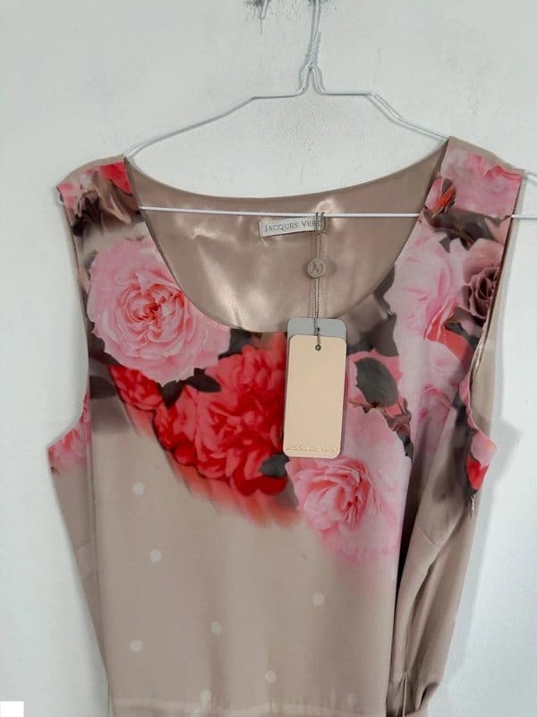 Jacques Vert Jacques vert special occasion dress £169 cottage core beige pink floral chiffon 14 - 1
