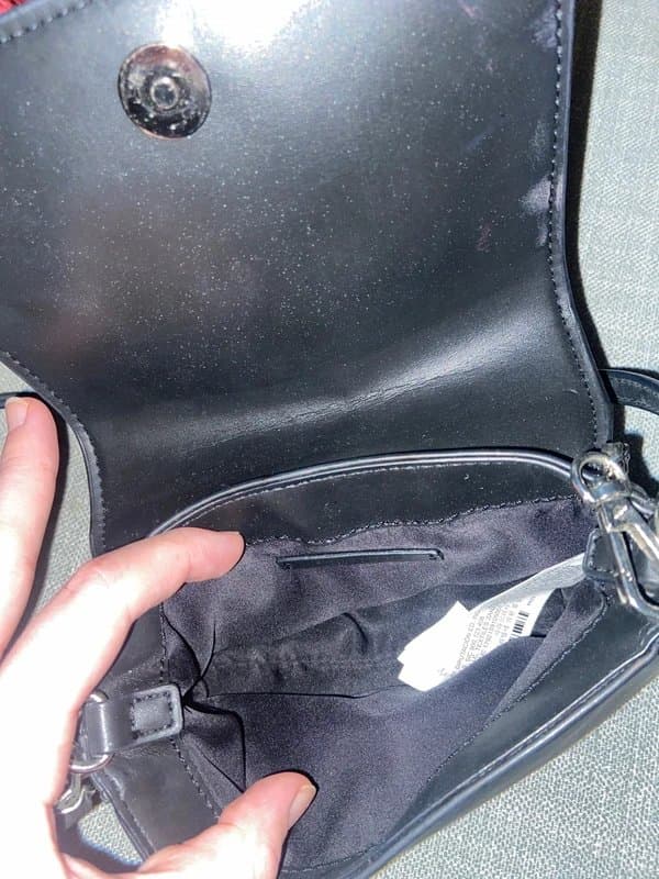 Topshop Black faux leather crossbody bag with lion motif