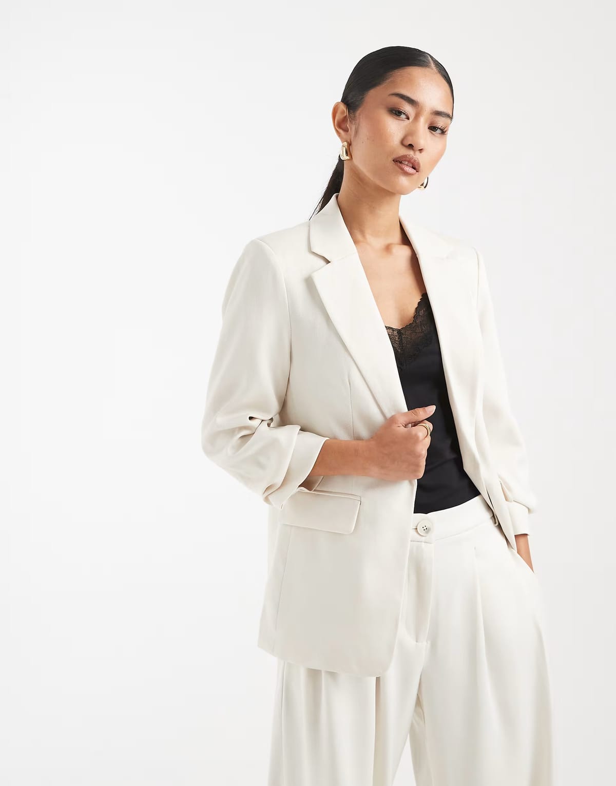 ASOS Vero Moda ruched sleeve blazer co-ord in birch - 1