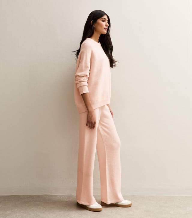 New Look Women's Light Pink Knit Wide Leg Trousers New Look - 3