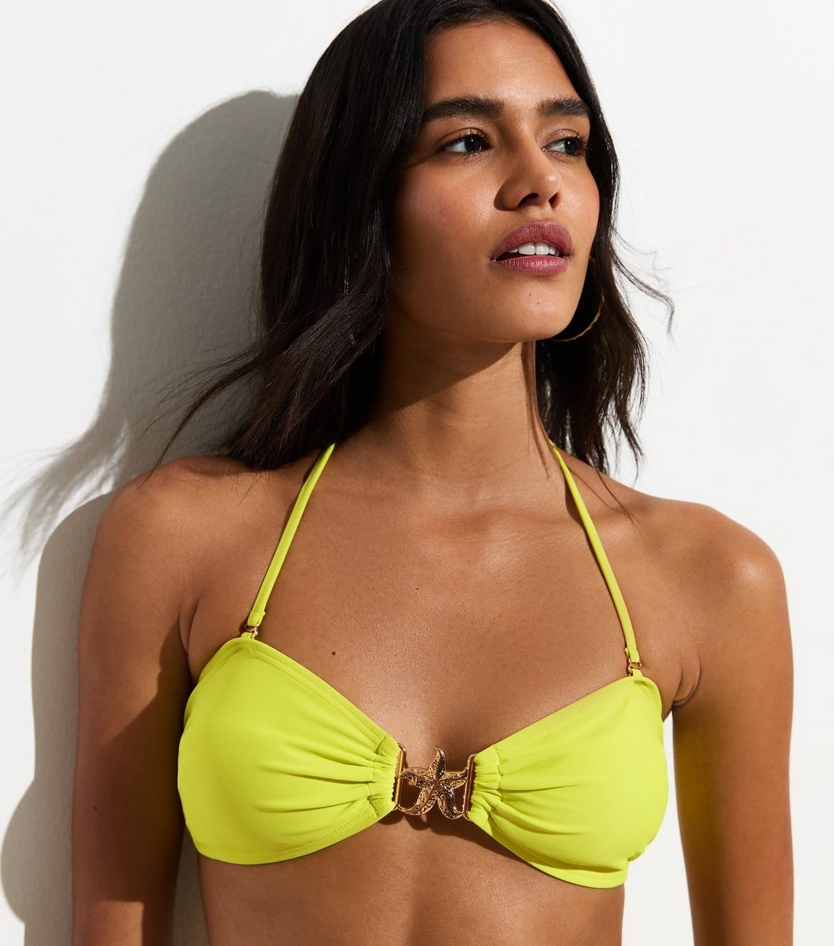 New Look Bright Yellow Starfish Bandeau Bikini Top