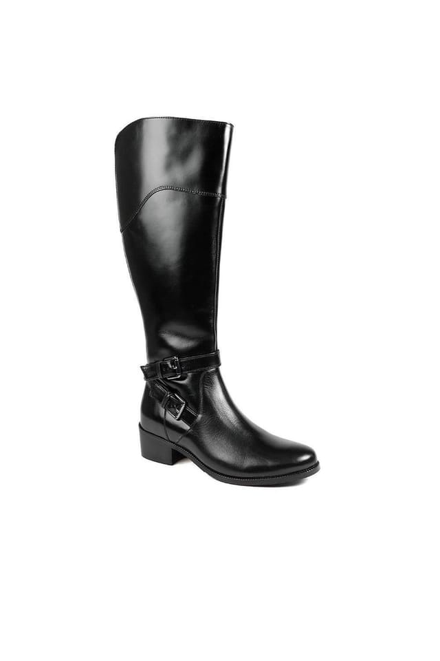 Jones Bootmaker Jones Bootmaker Women's Pheobe1 Extra Slim Calf Fit Leather Long Boots in Black - 2