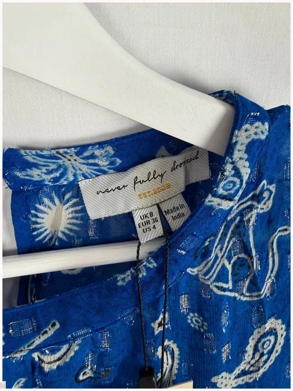 Never Fully Dressed Never Fully Dressed blue running wild BIBI paisley midi dress size 8 NWT