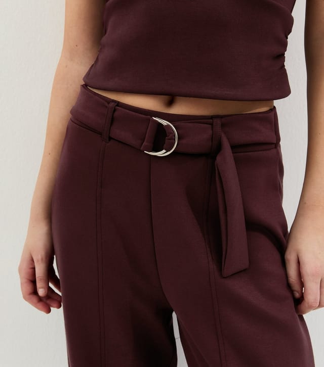 New Look Women's Dark Burgundy D Ring Barrel Leg Joggers New Look - 3