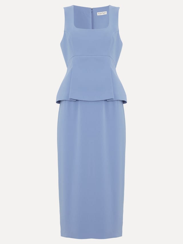 Phase Eight Phase Eight Women's Demi Square Neck Peplum Midi Dress in Baby Blue - 2