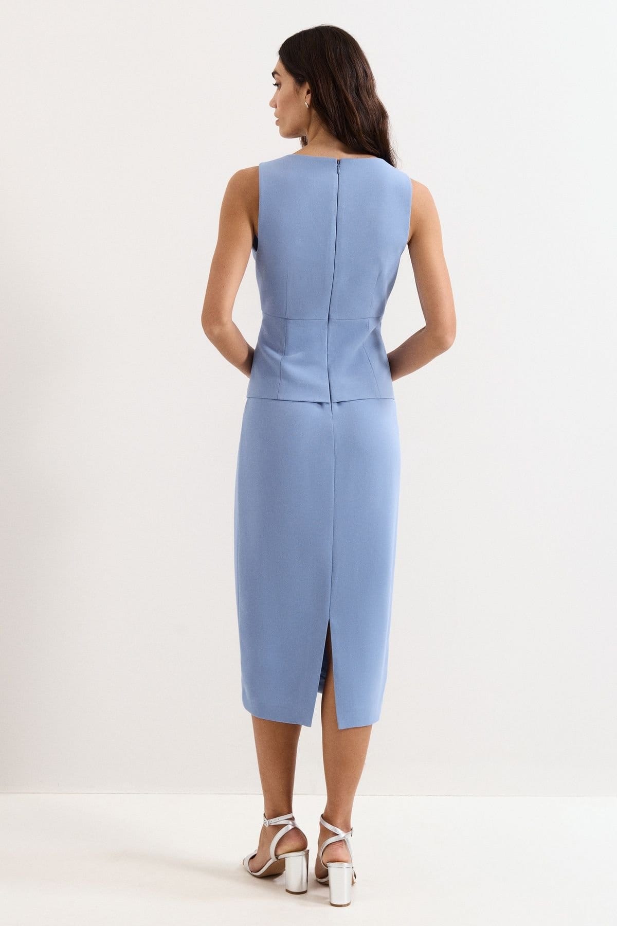 Phase Eight Phase Eight Women's Demi Square Neck Peplum Midi Dress in Baby Blue - 4