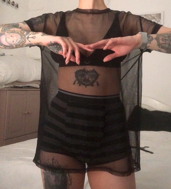Bershka Black Mesh Oversized T-Shirt