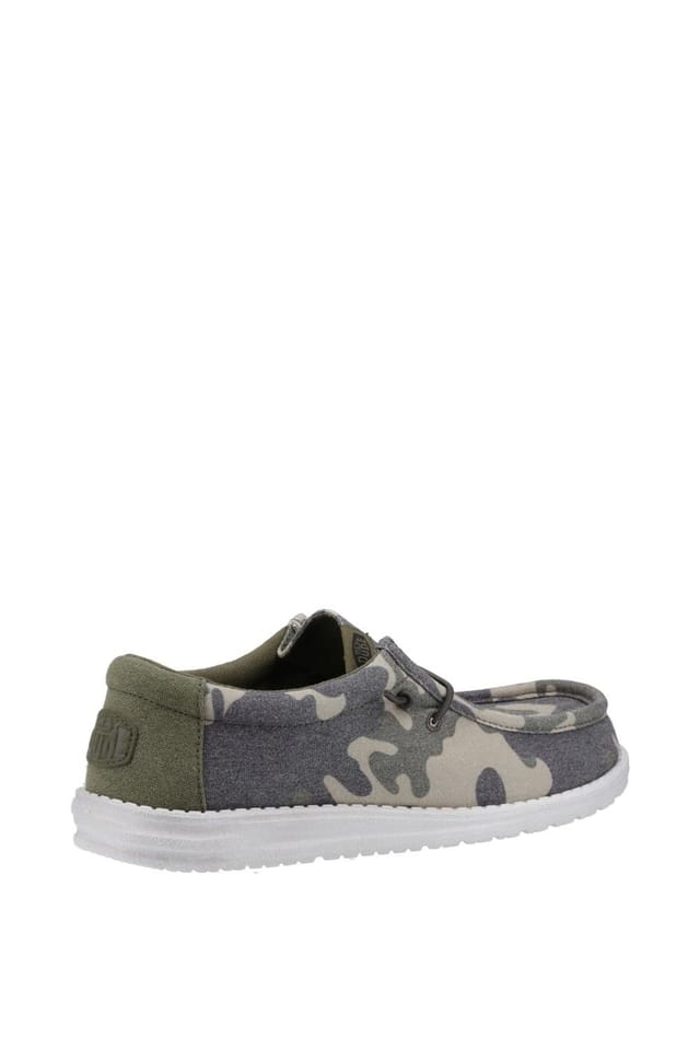 Hey Dude Hey Dude Men's 'Wally Washed Camo' Classic Slip On Shoes in Green - 2