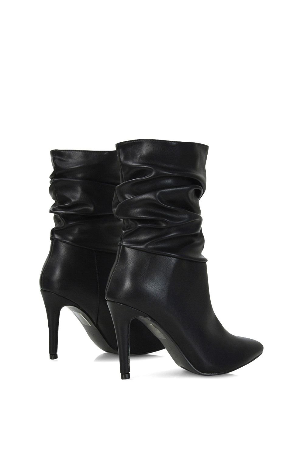 XY London XY London Women's 'Velma' Ruched Pointed Toe Stiletto High Heeled Ankle Boots in Black - 3