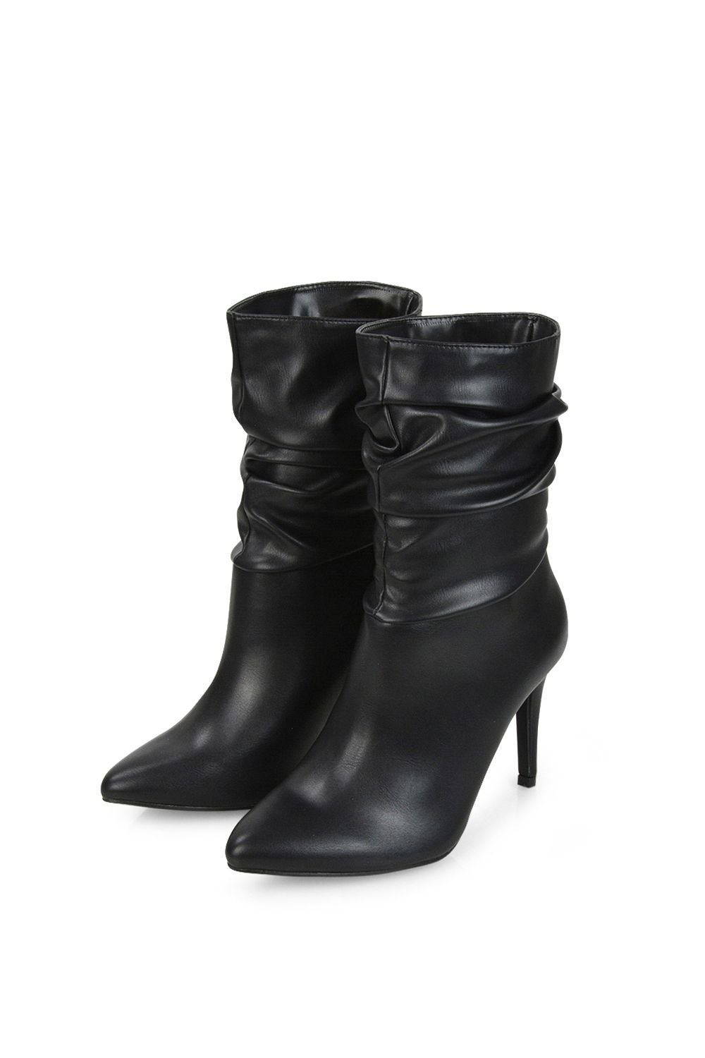 XY London XY London Women's 'Velma' Ruched Pointed Toe Stiletto High Heeled Ankle Boots in Black - 4