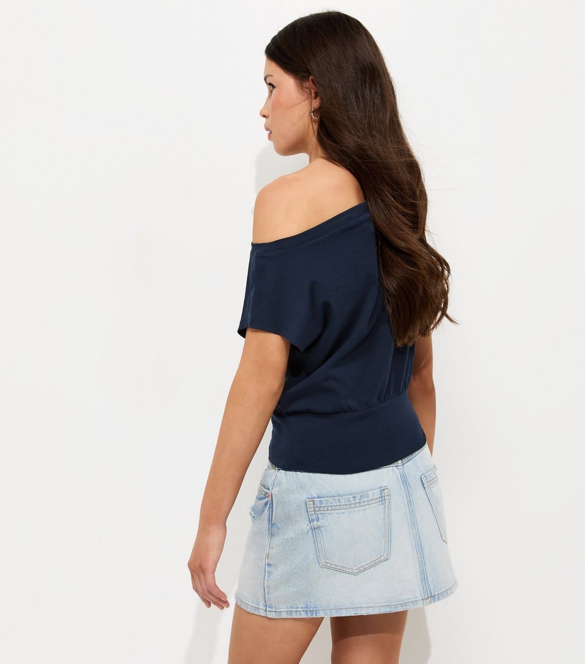 New Look Girls' Navy Cotton Rich Off The Shoulder Top New Look - 4