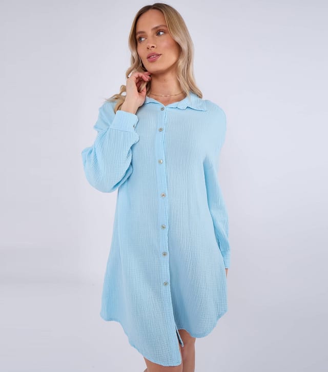Gini London Women's Blue Textured Oversized Shirt Gini London New Look - 2