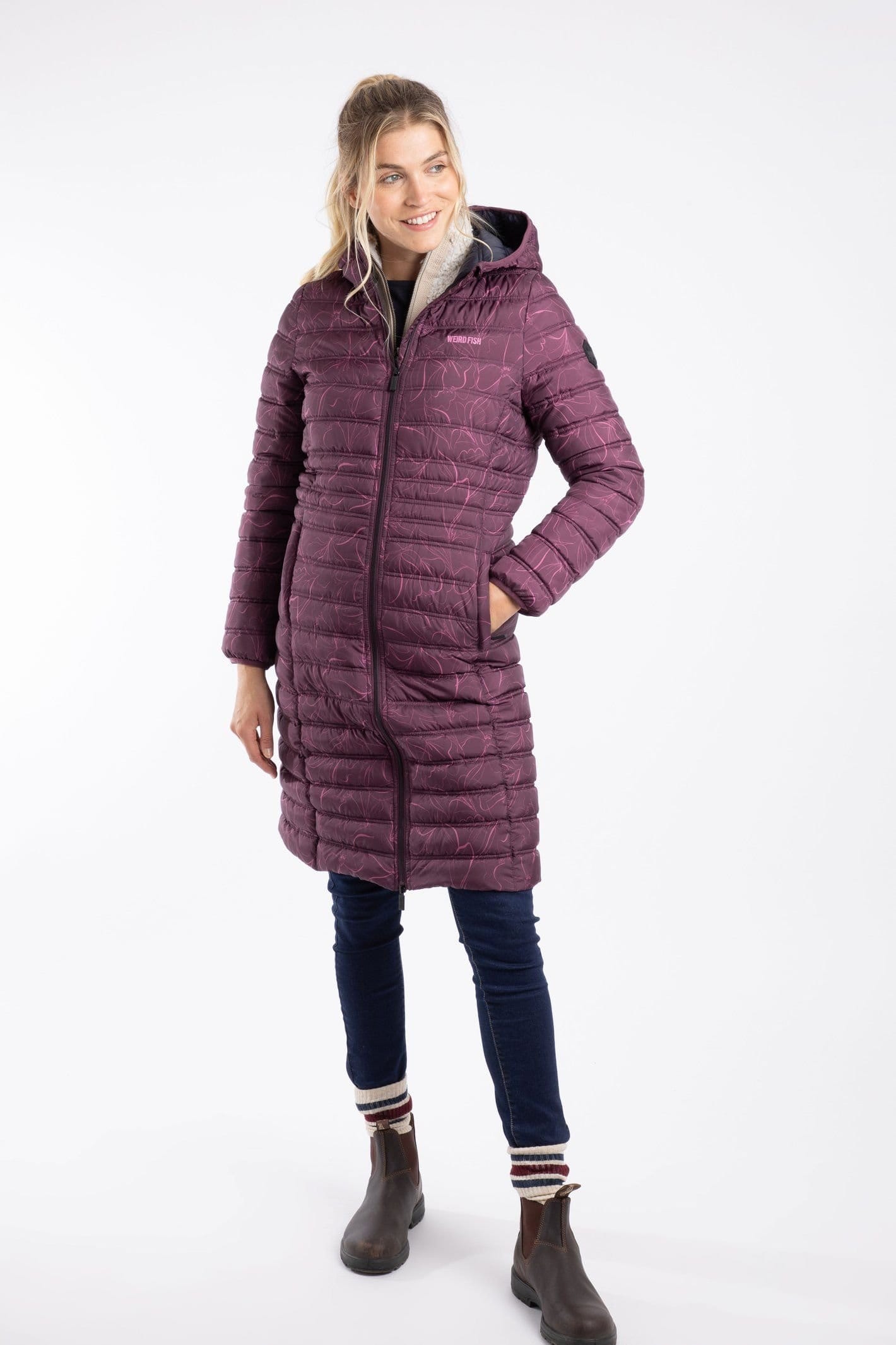 Weird Fish Weird Fish Women's Iryssa Lightweight Padded Mid-Line Hooded Jacket in Purple - 4