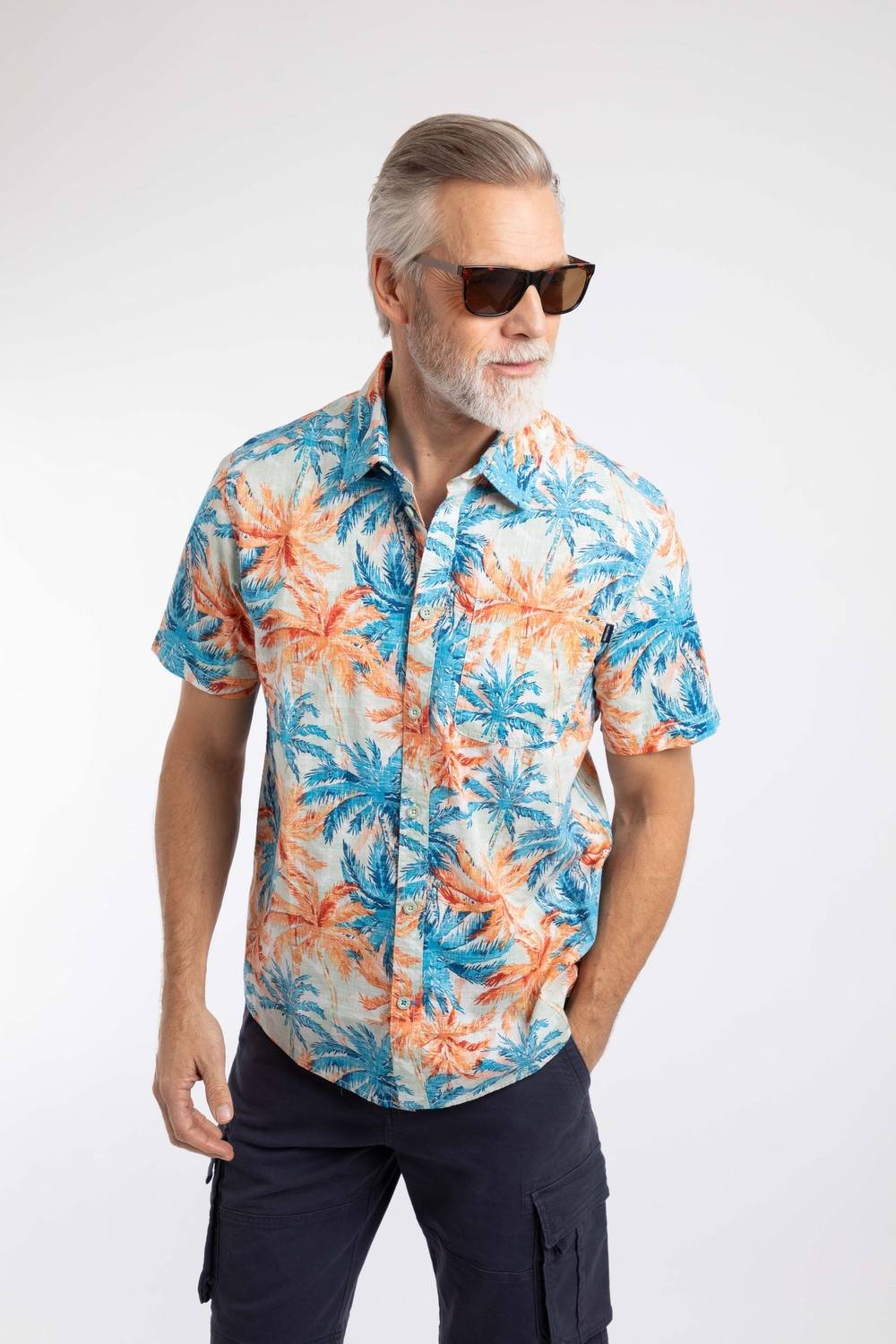 Weird Fish Weird Fish Men's Faraway Short Sleeve Printed Shirt in Orange - 2