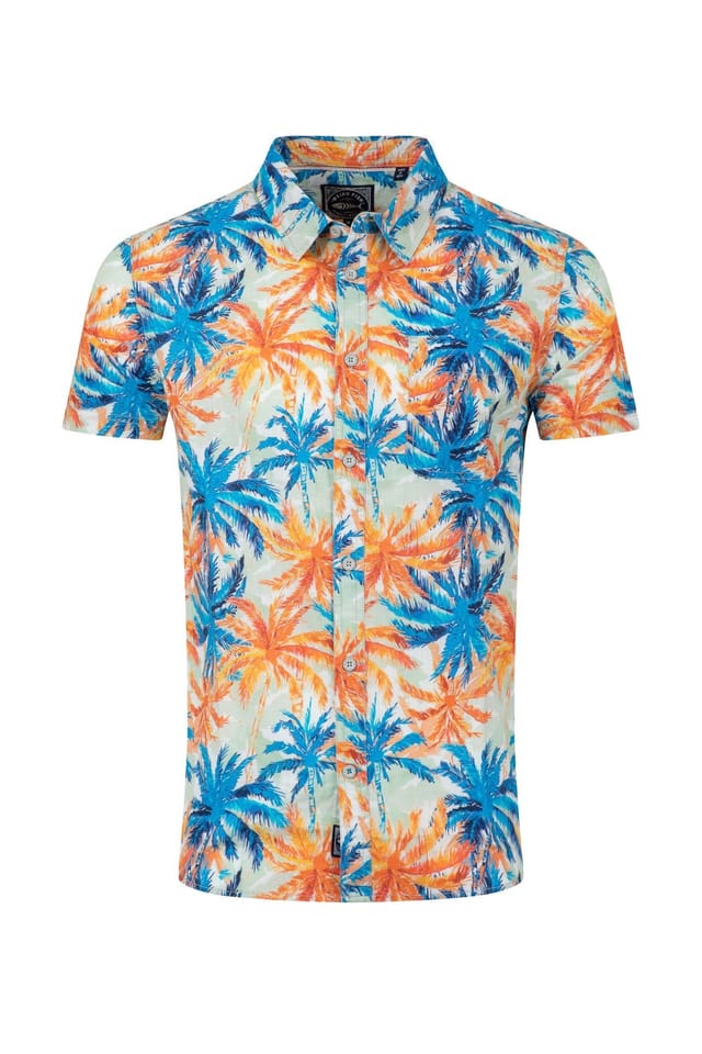 Weird Fish Weird Fish Men's Faraway Short Sleeve Printed Shirt in Orange - 2