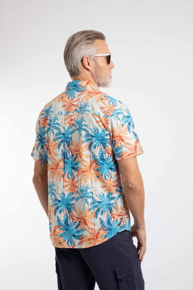 Weird Fish Weird Fish Men's Faraway Short Sleeve Printed Shirt in Orange - 3