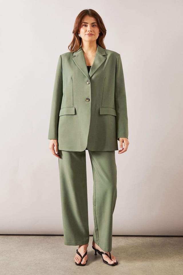 Wallis Wallis Women's Single Breasted Two Button Blazer in Olive - 2