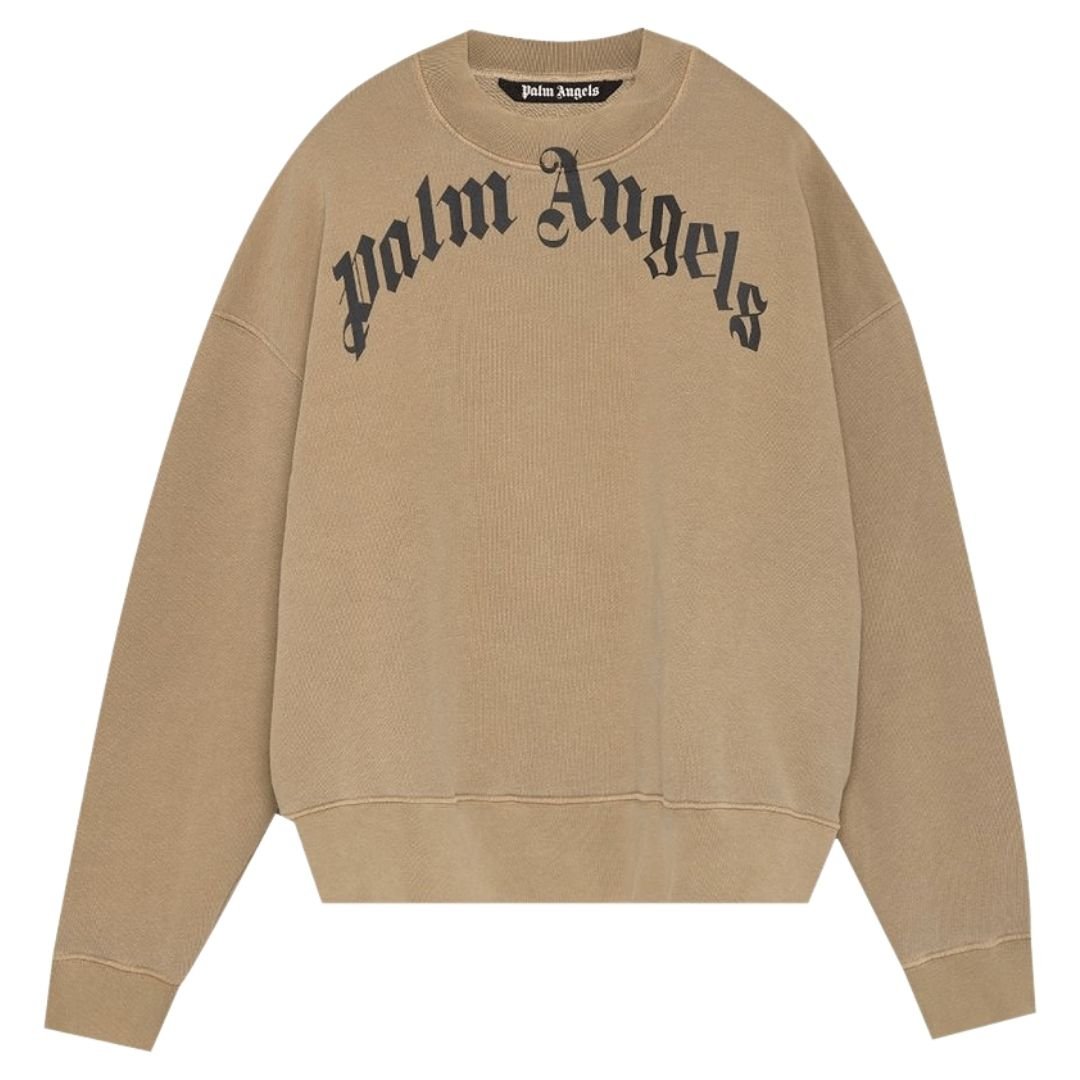 Palm Angels Palm Angels Men's GD Curved Logo Beige Sweatshirt - 1