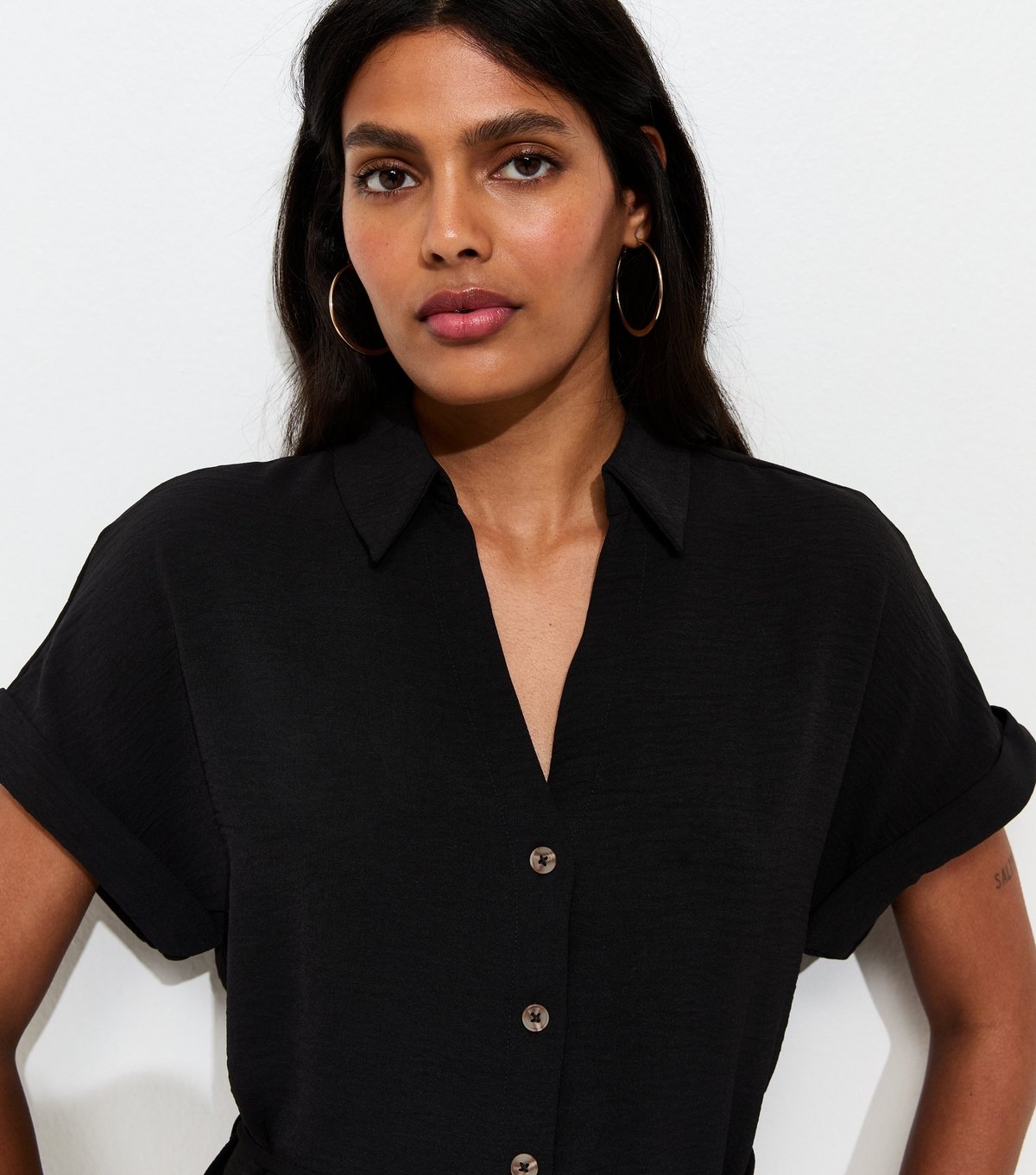 New Look Women's Black Belted Short Sleeve Shirt New Look - 3