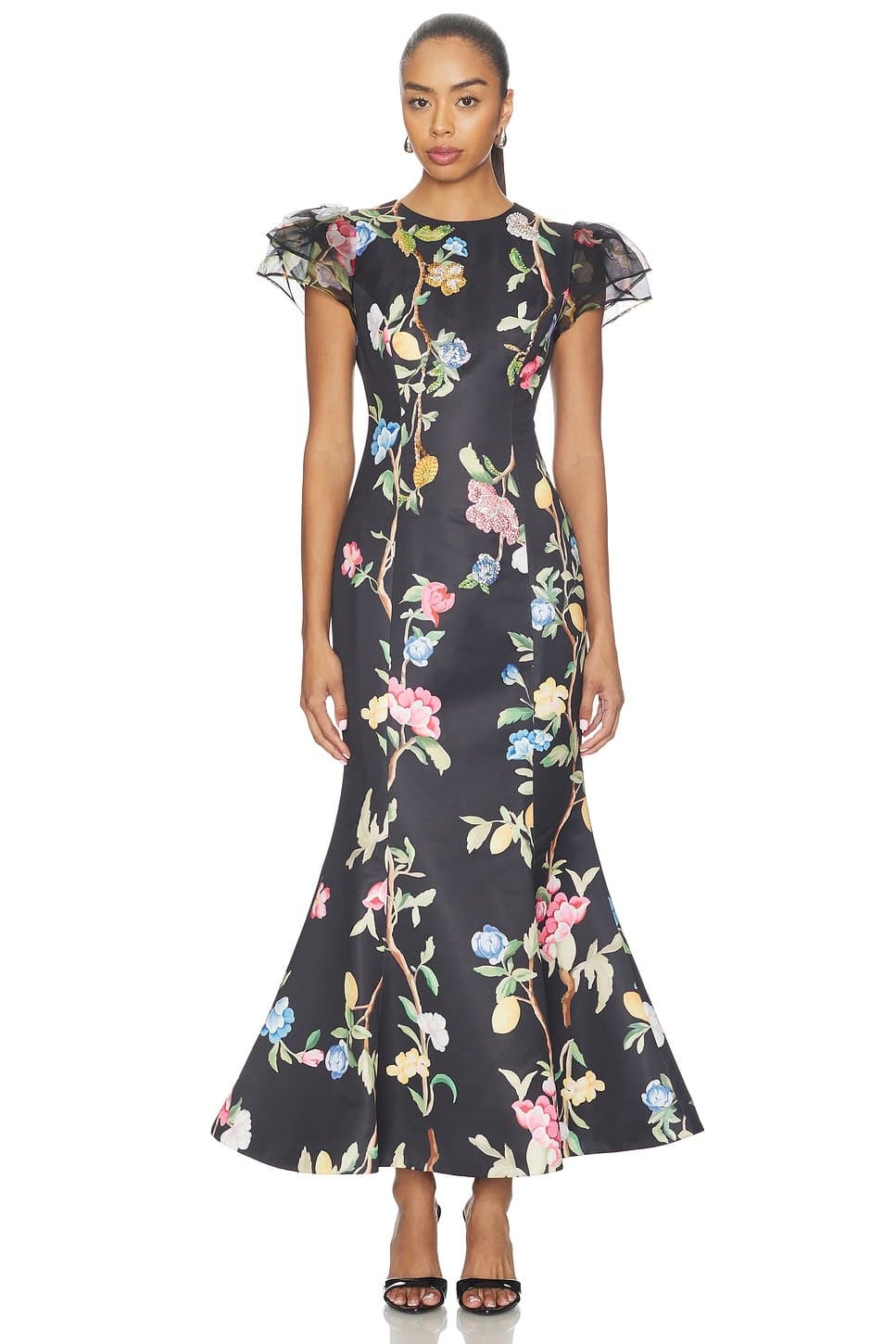 revolve Sofia Embellished Puff Sleeve Maxi Dress