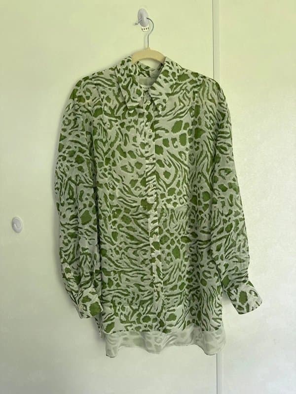 Topshop Topshop animal leopard print chiffon shirt blouse top uk12
