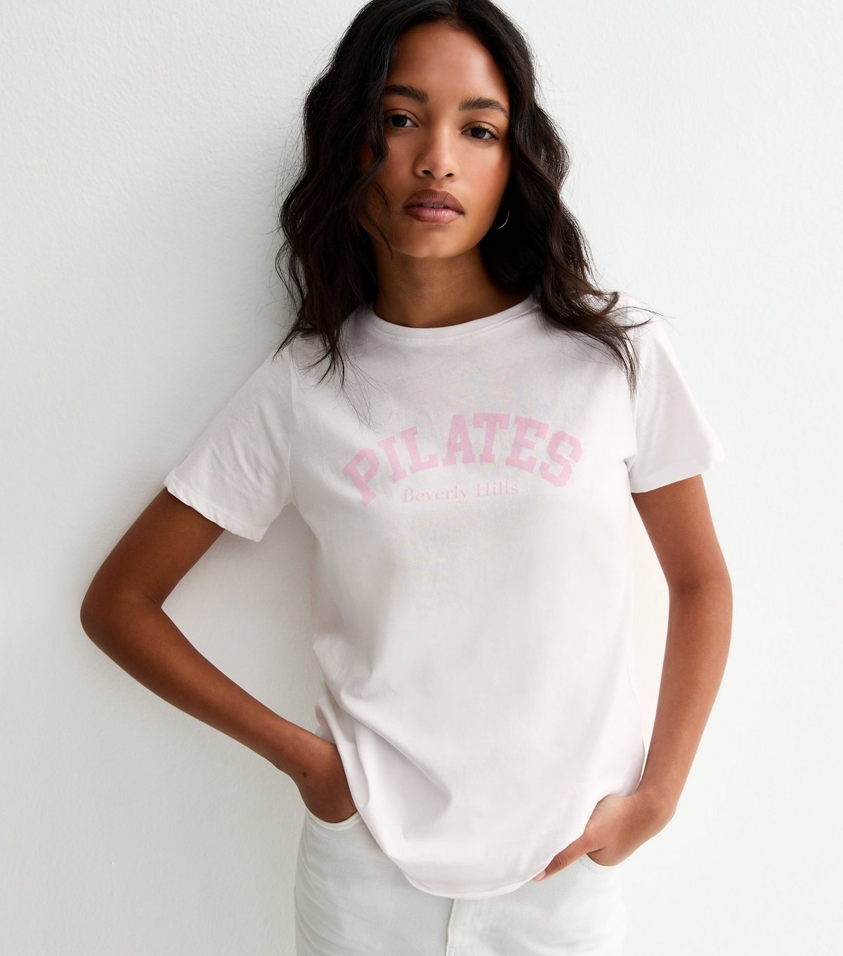 New Look Women's White Cotton Pilates Logo T-Shirt New Look - 2