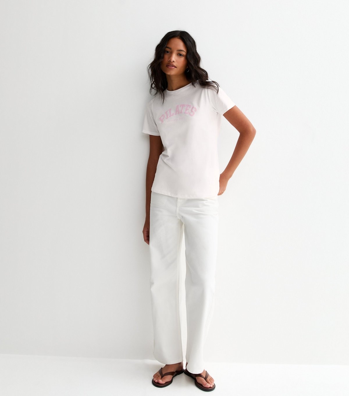 New Look Women's White Cotton Pilates Logo T-Shirt New Look - 3