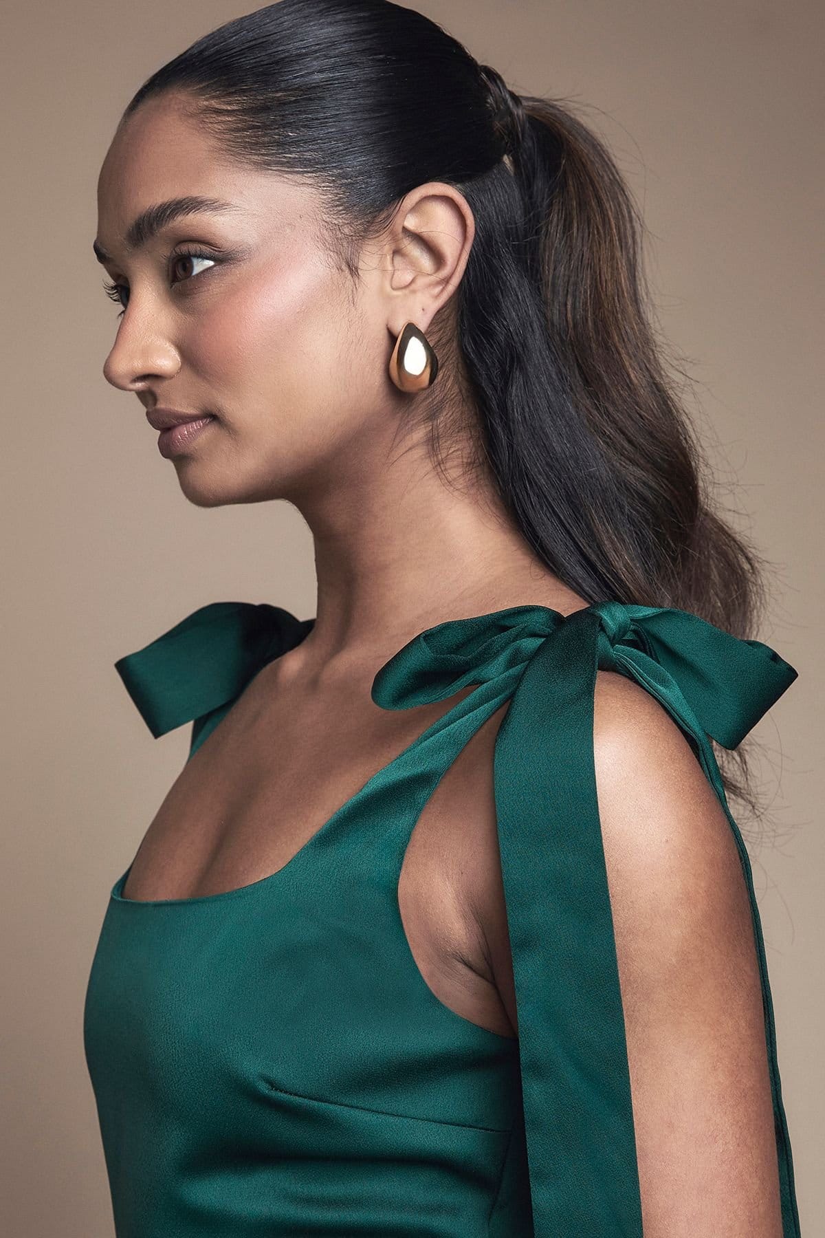 Oasis Oasis Women's Emerald Satin Tie Shoulder Midi Bridesmaid Dress - 4