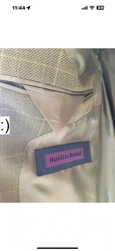 Austin Reed Grey Beige Check Men’s Single Breasted Wool Jacket 38R Austin Reed