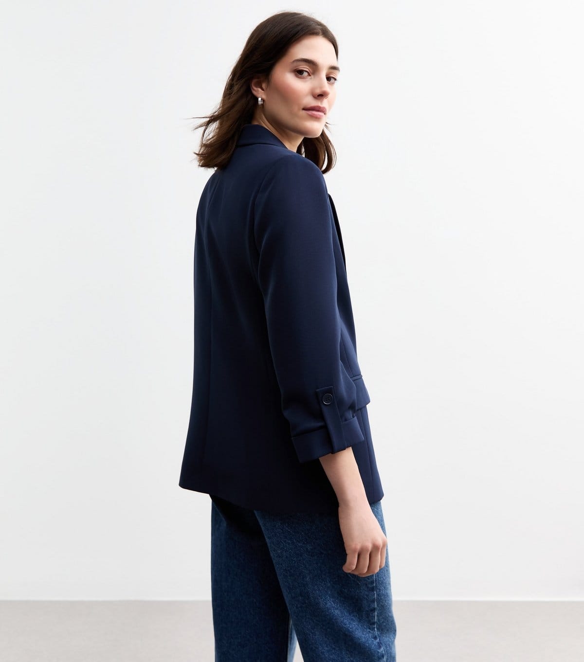 New Look Women's Navy Cropped Sleeve Blazer New Look - 4