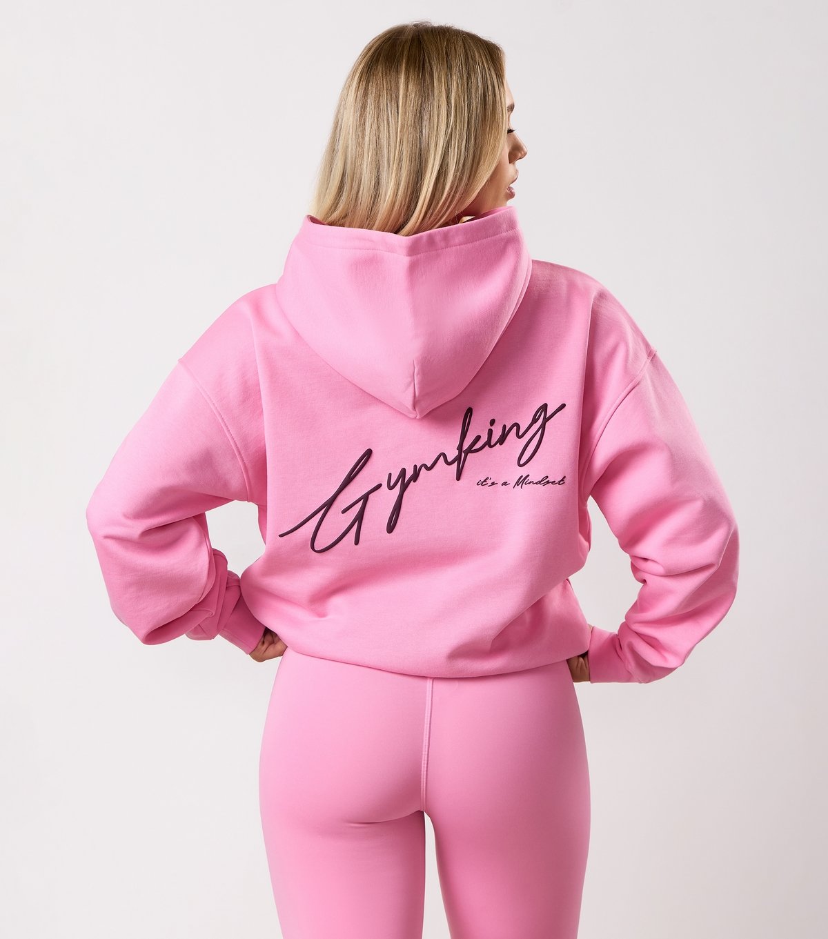 Gym King Women's Bright Pink Script Hoodie Gym King New Look - 3