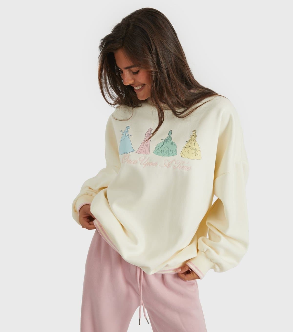 Skinnydip Women's Cream Disney Princess Sweatshirt Skinnydip New Look