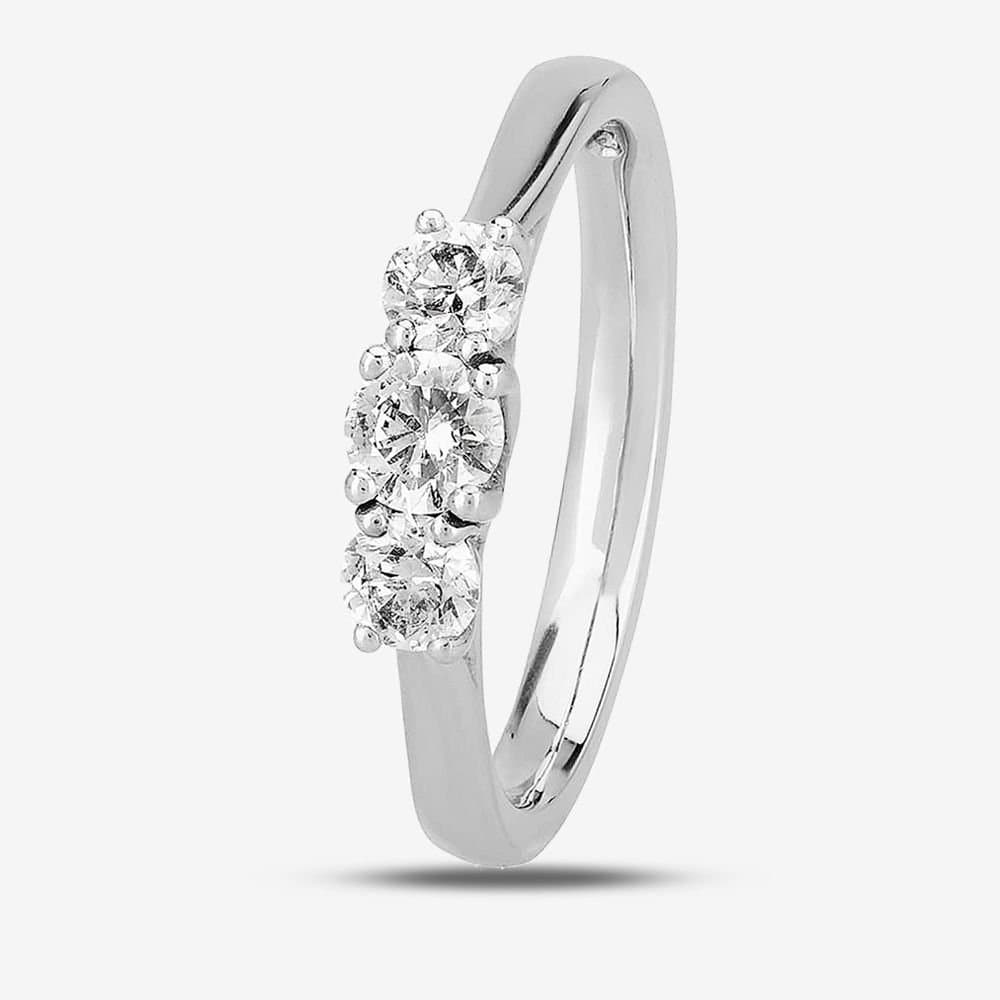 1888 collection 1888 collection Women's Platinum 0.57ct Diamond Trilogy Ring in Silver