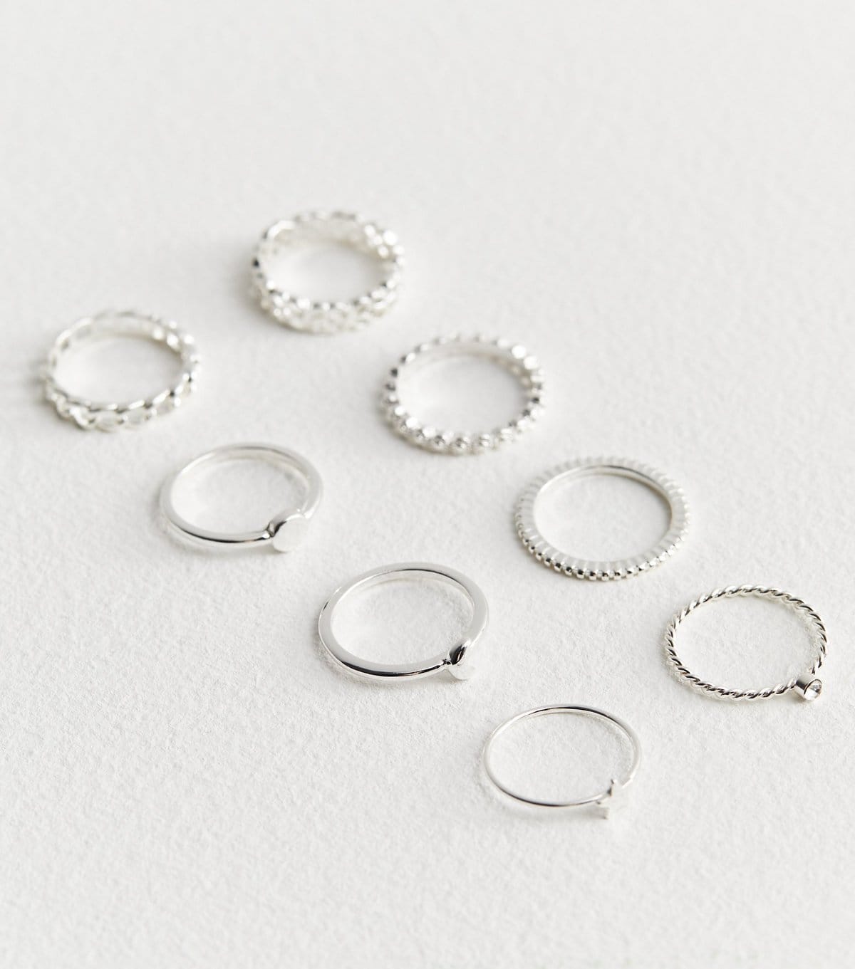 New Look 8 Pack Silver Stacking Rings New Look - 4