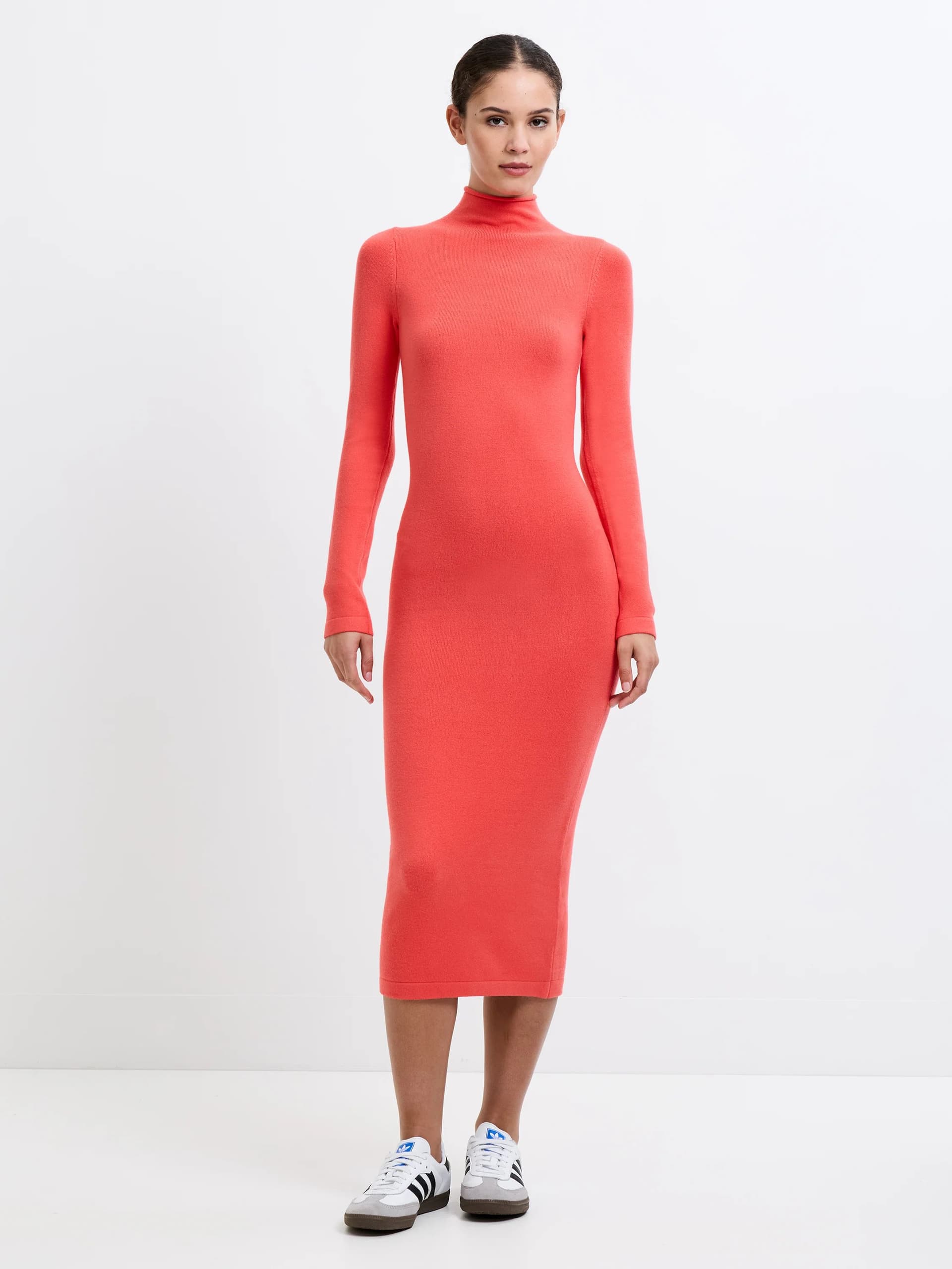 French Connection Babysoft Mock Neck Dress Cayenne Red