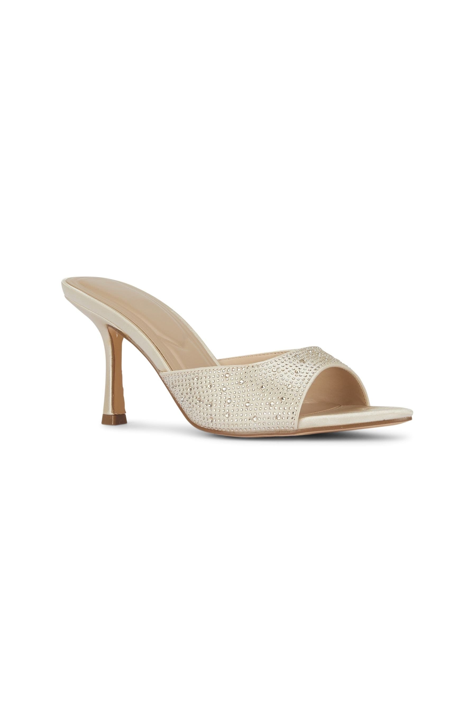 Truffle Collection Truffle Collection Women's Heeled Mules Slip On Satin Stiletto Heel Summer Shoes in Gold - 4