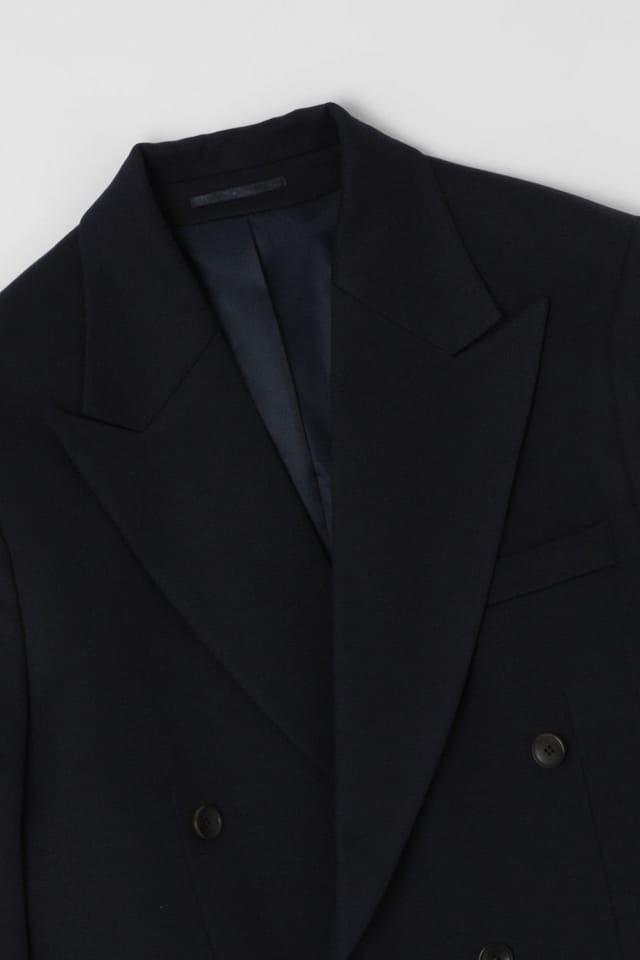Burton Burton Men's Navy Textured Wide Lapel Double Breasted Blazer - 2