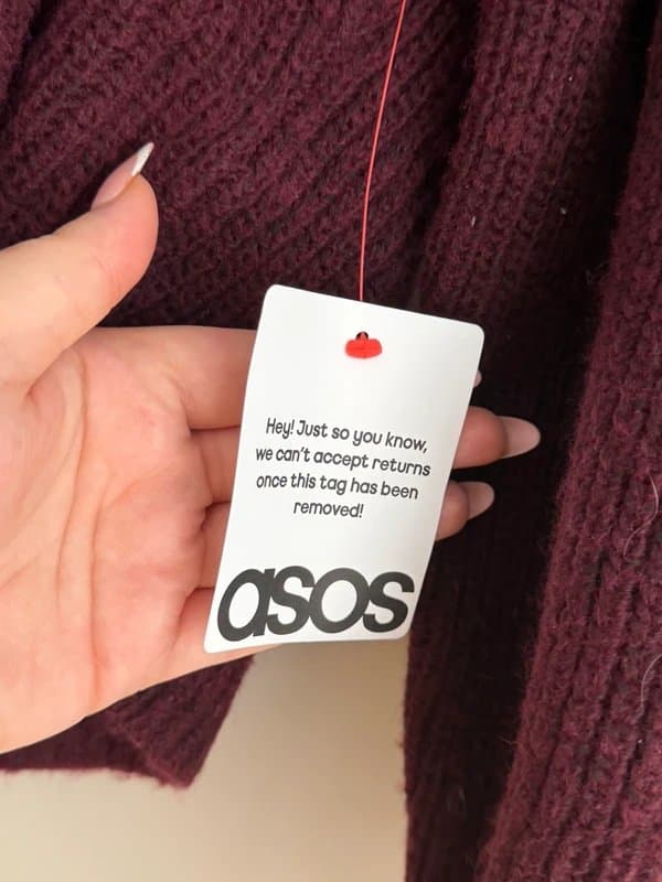 ASOS ASOS Design collared knit cardigan burgundy plum button front cropped size L
