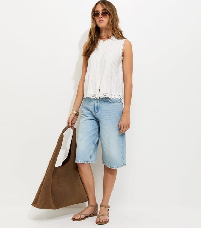 New Look Women's White Pintuck Button Front Sleeveless Top New Look - 3