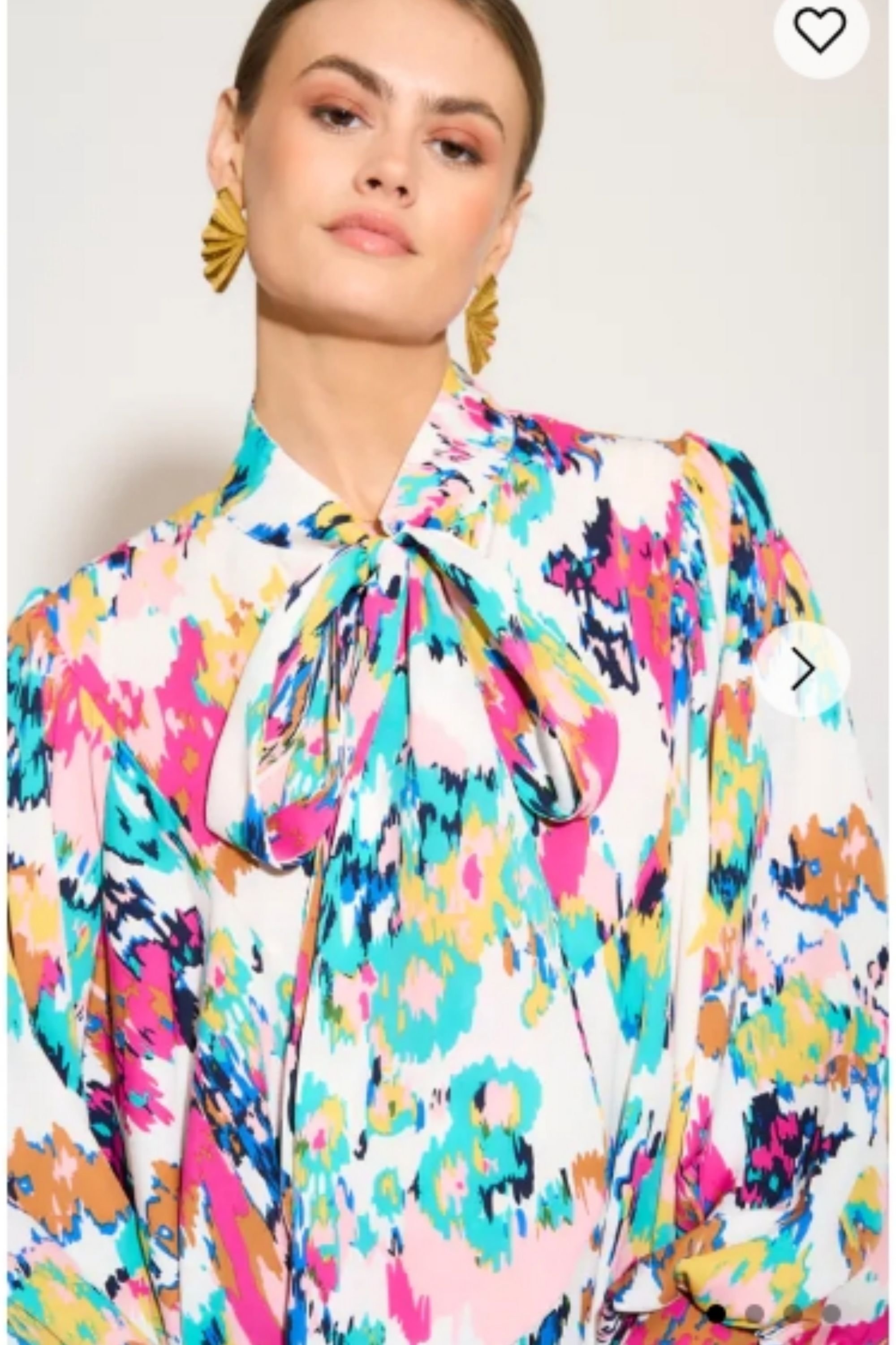 CY CY Women's Wild Bloom Multi Color Print Oversized Shirt With Tie Up Bow Design In White - 3