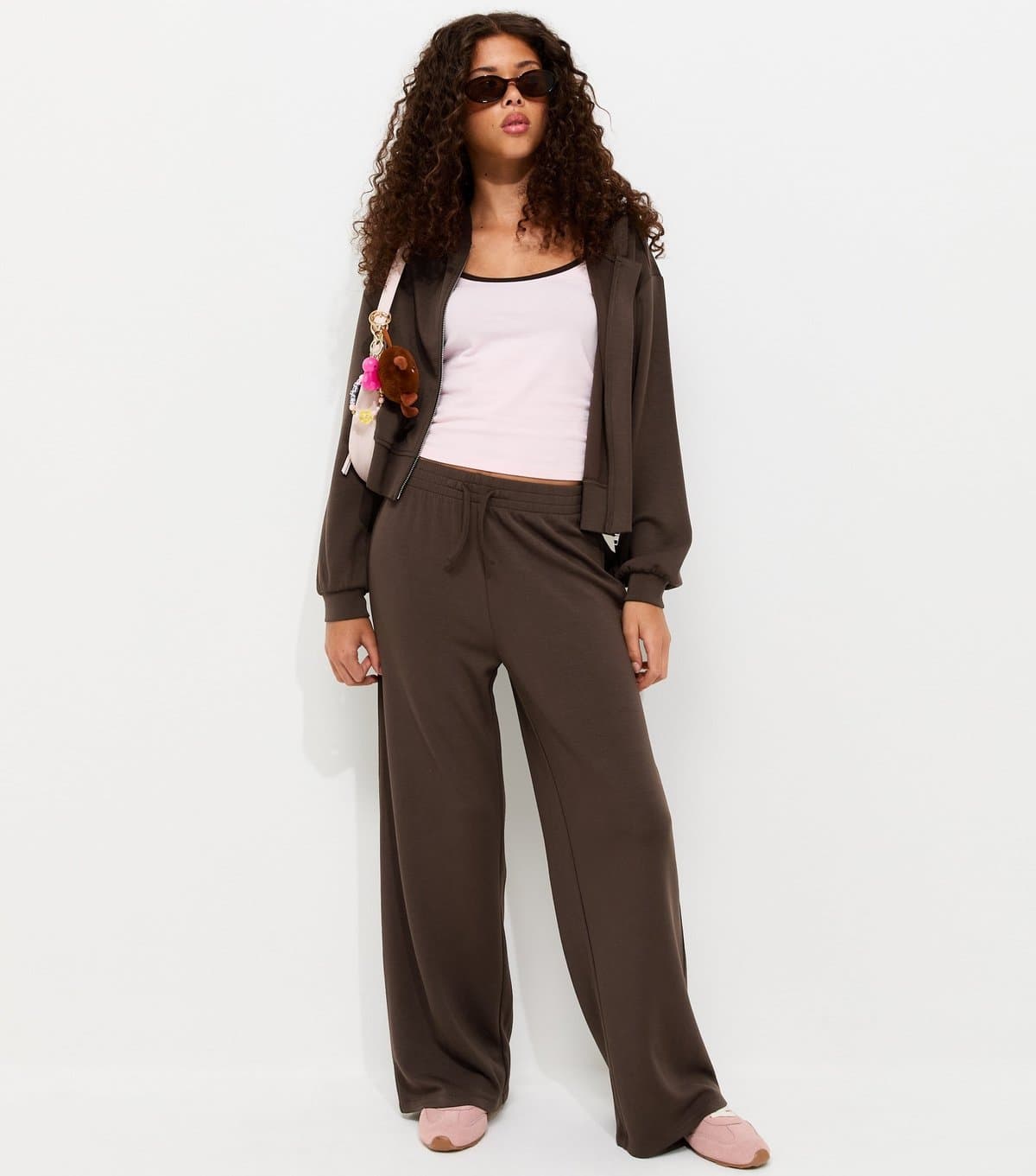 New Look Girls' Dark Brown Soft Touch Wide Leg Joggers New Look